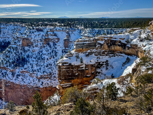 Winter at the south rim of the Grand Canyon as seen from the road to Hermit's Rest