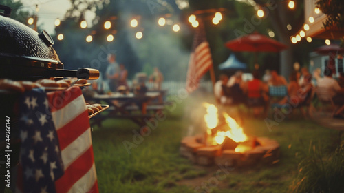Sizzling Summer BBQ: Patriotic 4th of July Cookout Delight, Generative AI