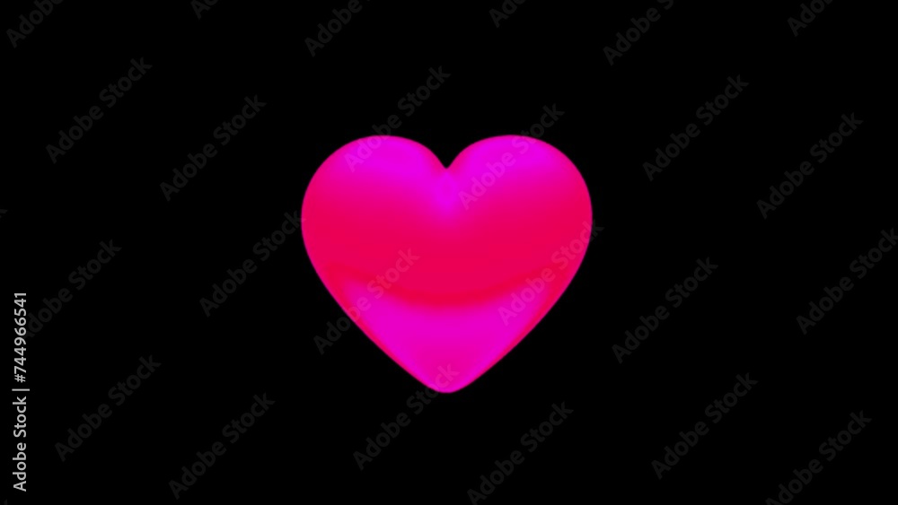 3D rotating pink heart animation loop on black background 3D rotating pink heart animation loop on black background