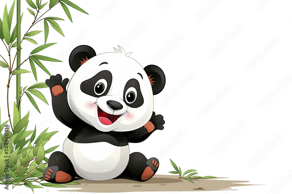 ilustrasi panda dibawah batang bambu dengan background transparent, file PNG ilustrasi panda dibawah batang bambu dengan background transparent, file PNG