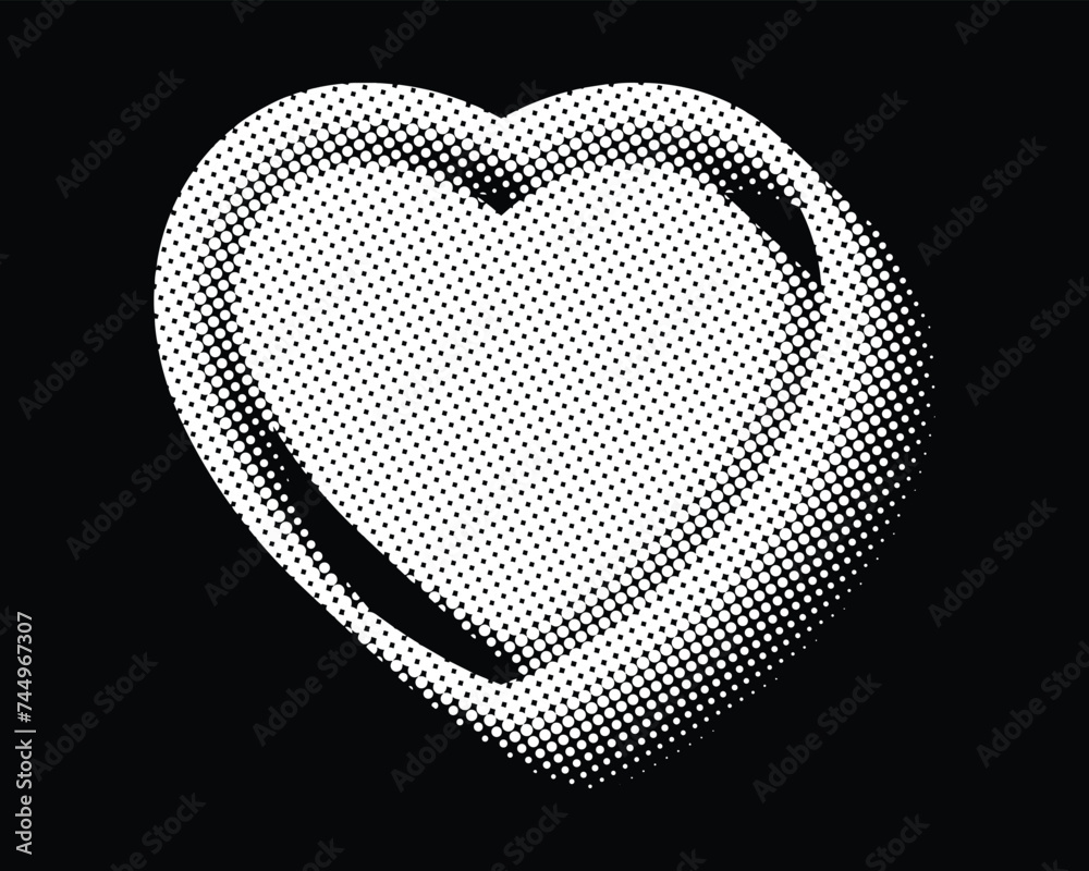 White heart shape with halftone dotted illustration, vector file White heart shape with halftone dotted illustration, vector file