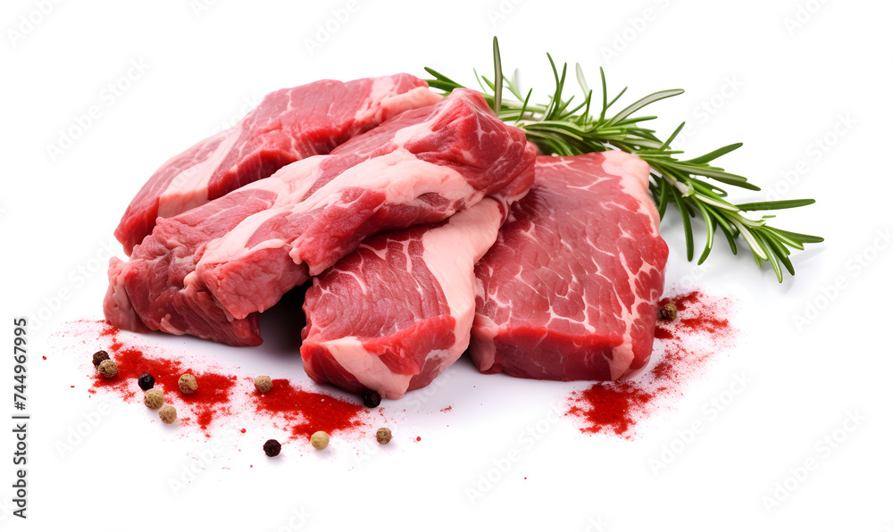 Raw pork chop isolated on white background.
