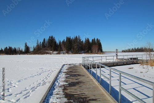 wooden bridge in the snow, Elk Island National Park, Alberta