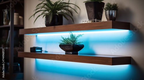 Floating Shelves with LED Lighting