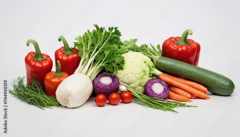 Delicious vegetables arrangement on withe background Delicious vegetables arrangement on withe background