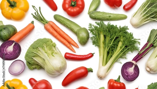 Delicious vegetables arrangement on withe background