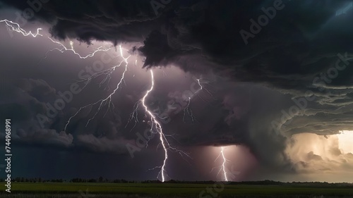 A beautiful thundercloud with rain hovered over the sea, Generative Ai