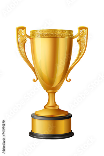 Gold trophy on a transparent background. Winner cup gold sign. Hyperrealistic Highly Detailed