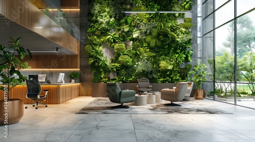 Workplace decorated with green plants Harmony with nature photo