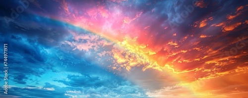 A rainbow shimmering in the sky after a cleansing rain