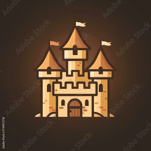 Flat vector logo of a game castle © Lena