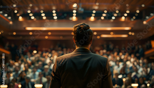 Speaker at business conference hall