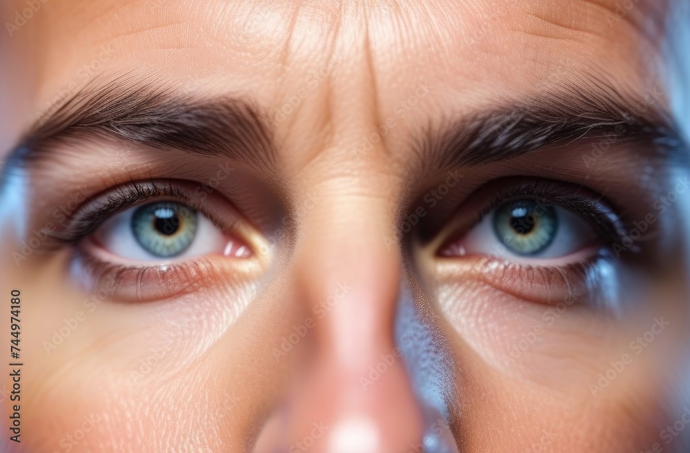 Fototapeta premium headache, close-up of suffering in the eyes,