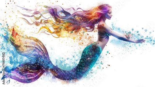 glittering mermaid with pastel tresses photo