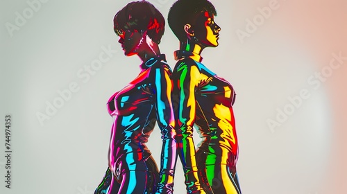 Colorful Doppelgängers with Reflective Neon Colors photo