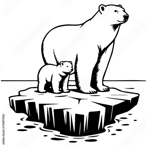 Polar Bear Standing on Ice Float.