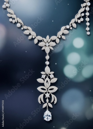 silver necklace with diamonds