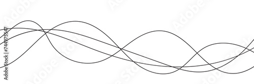 Thin line wavy background. Abstract black lines wave curve motion on white background vector