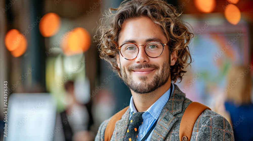 Obraz premium портрет мужчины, smiling young professor or businessmen, adult student indoor