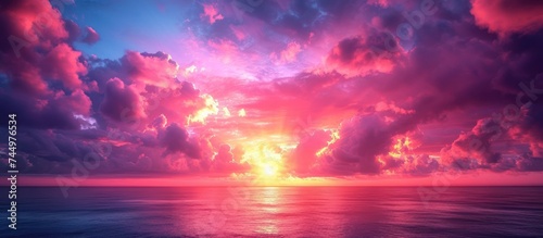 Abstract nature background, beautiful purple pink cloudy sky at sunset