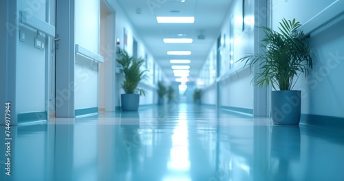 The Softly Lit  Luxurious Corridor of a Modern Hospital  Reflecting Advanced Healthcare Concepts