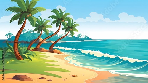 a postcard for a beach holiday  an advertising brochure of a seaside resort  summer  sun  sea  ocean