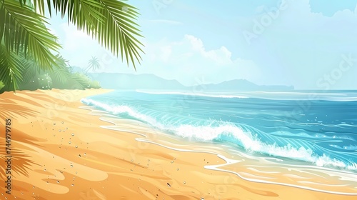 a postcard for a beach holiday  an advertising brochure of a seaside resort  summer  sun  sea  ocean