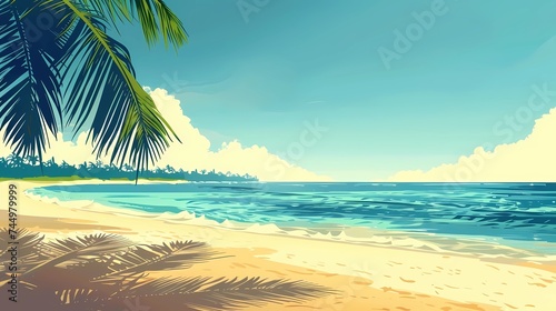 a postcard for a beach holiday  an advertising brochure of a seaside resort  summer  sun  sea  ocean