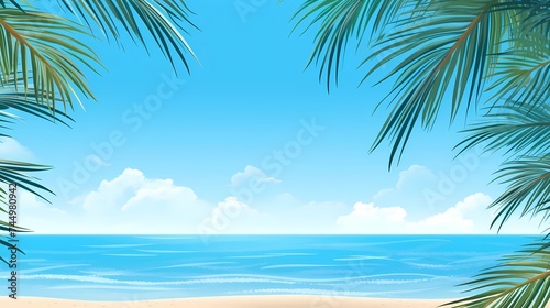 a postcard for a beach holiday, an advertising brochure of a seaside resort, summer, sun, sea, ocean © Nikita