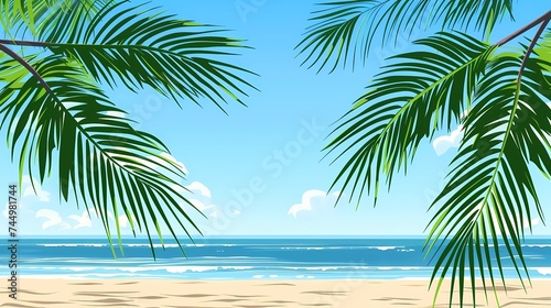 a postcard for a beach holiday, an advertising brochure of a seaside resort, summer, sun, sea, ocean