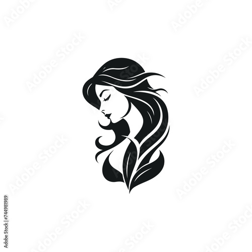 Beautiful women and leaves logo design vector template 