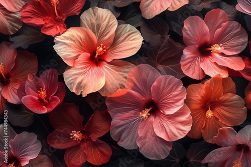 the elegance of a hibiscus pattern with a slightly transparent and soft glow