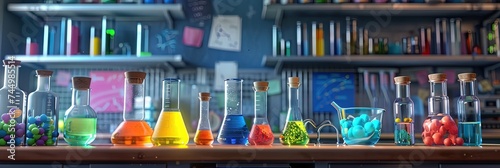 Science lab in modern 3D animation style