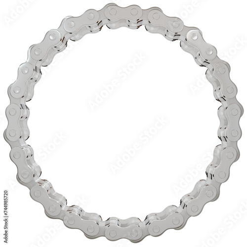 Boundless Freedom  Embrace the open road with this 3D close-up of a steel chain circle. It symbolizes the liberating spirit of motorcycle adventures  perfect for your campaign.