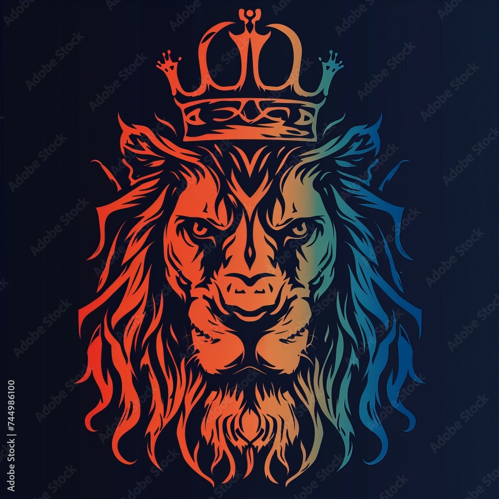 Abstract king and lion logo