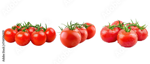 Ripe Fresh Organic Tomatoes Isolated on Transparent Background