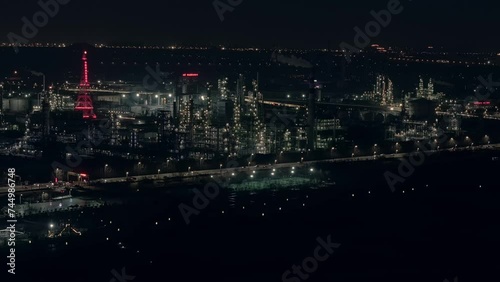 night view of the oil factory
