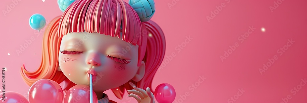 Fototapeta premium K-pop star in modern 3D animation style