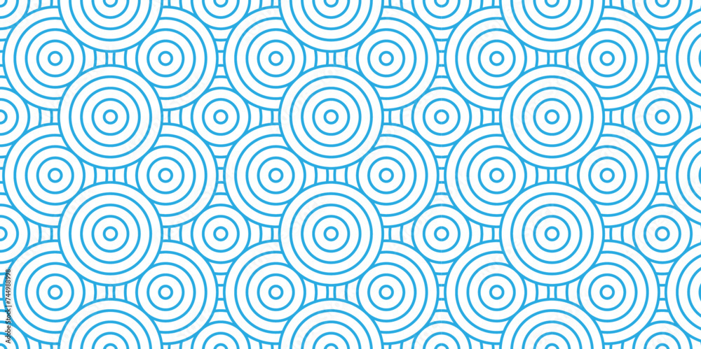 Minimal diamond geometric waves spiral pattern and abstract circle wave line. blue seamless tile stripe geomatics overlapping create retro square line backdrop pattern background. Overlapping Pattern.