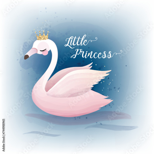 Swan princess flat design illustration