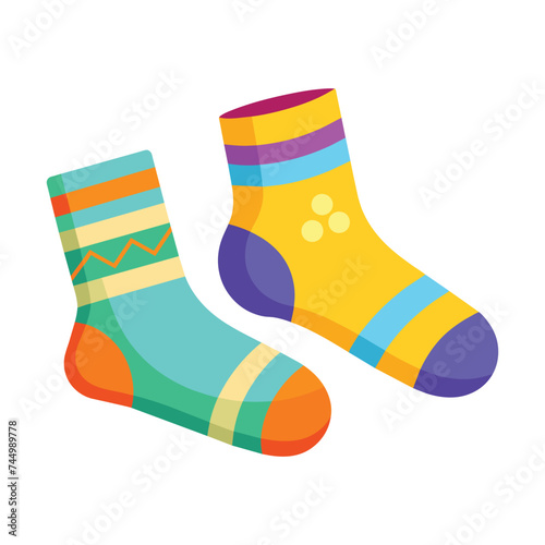  Sock flat vector illustration on white background.