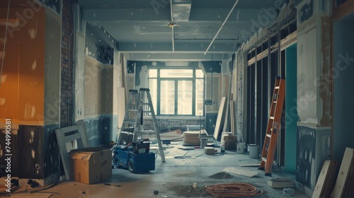 Interior construction renovation underway 