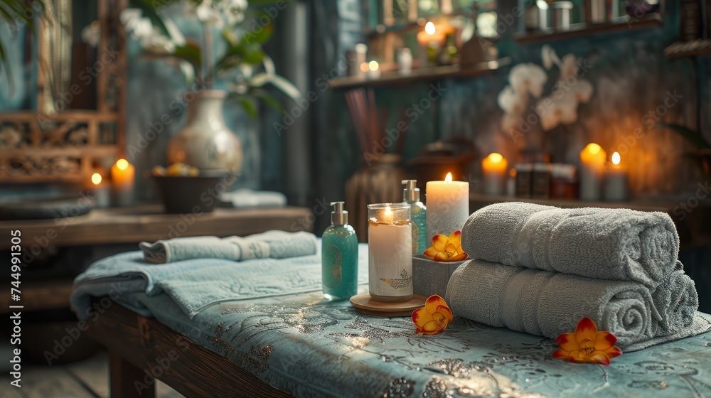 spa and massage with candles and flowers spa and massage with candles and flowers