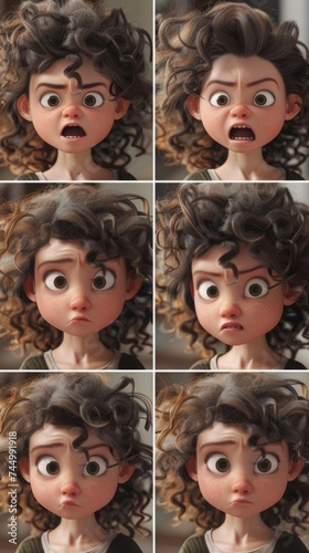 A series of six pictures of a woman with different facial expressions © Maria Starus