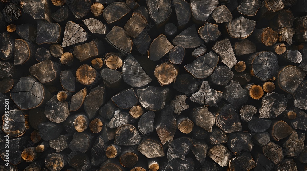 A textured display of stacked firewood. natural, rustic background. perfect for cozy concepts and nature themes. AI A textured display of stacked firewood. natural, rustic background. perfect for cozy concepts and nature themes. AI