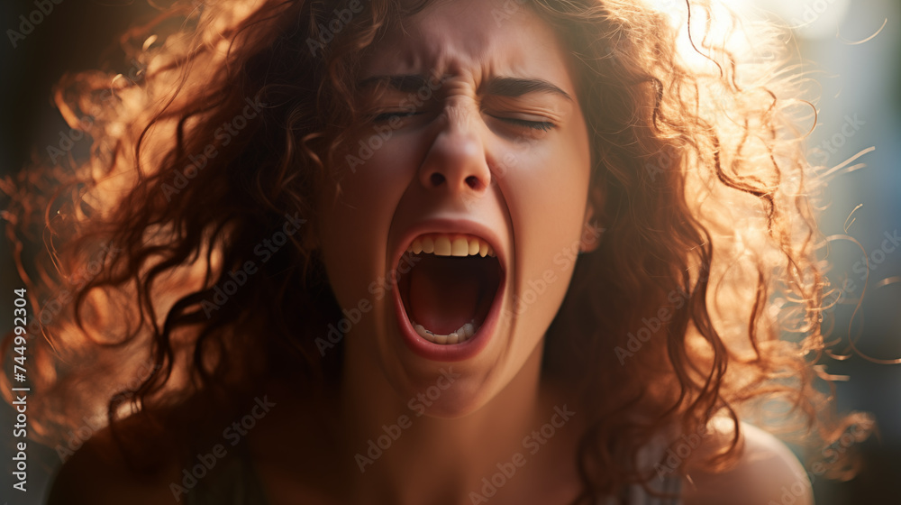 Woman screaming anxiety Panic and depression