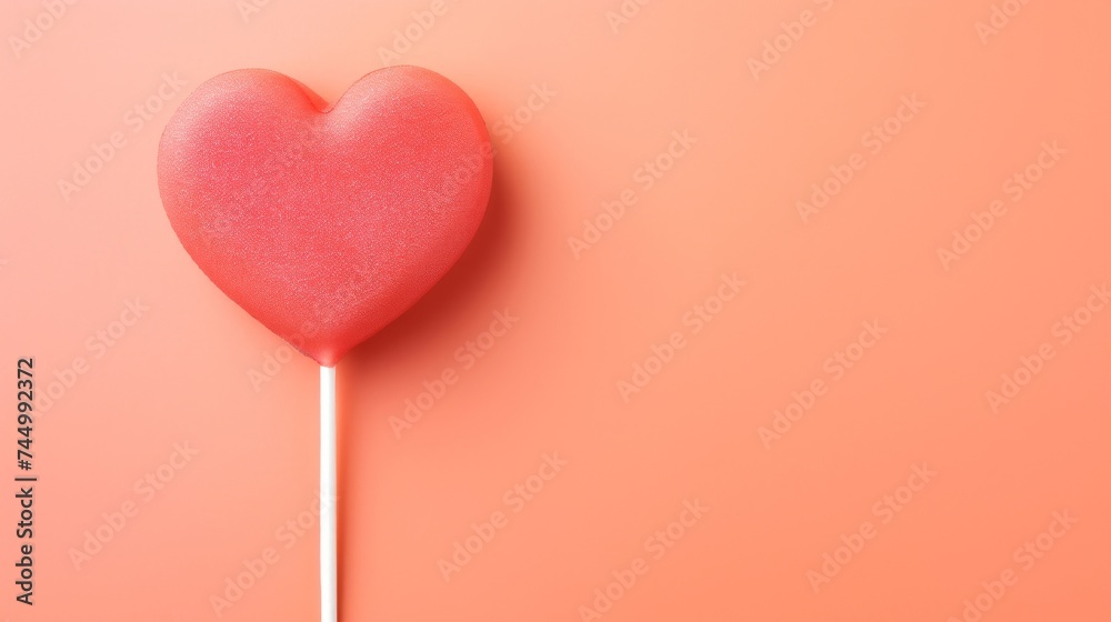 Heart shaped tasty red lolly with copy space. Heart shaped tasty red lolly with copy space.