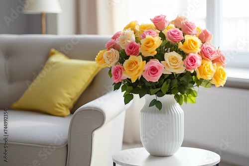bouquet of roses on a table