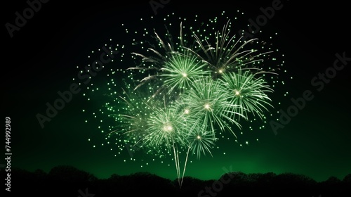 The St. Patrick's Day green fireworks display lights up the night sky, adding a dazzling and festive touch to the evening celebrations.
