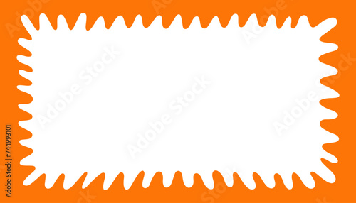 Wave rectangle frame. Doodle scalloped edge border with wavy pattern. Graphic design. Cute curved frame box. Geometric abstract background. Hand drawn vector illustration isolated on white background.